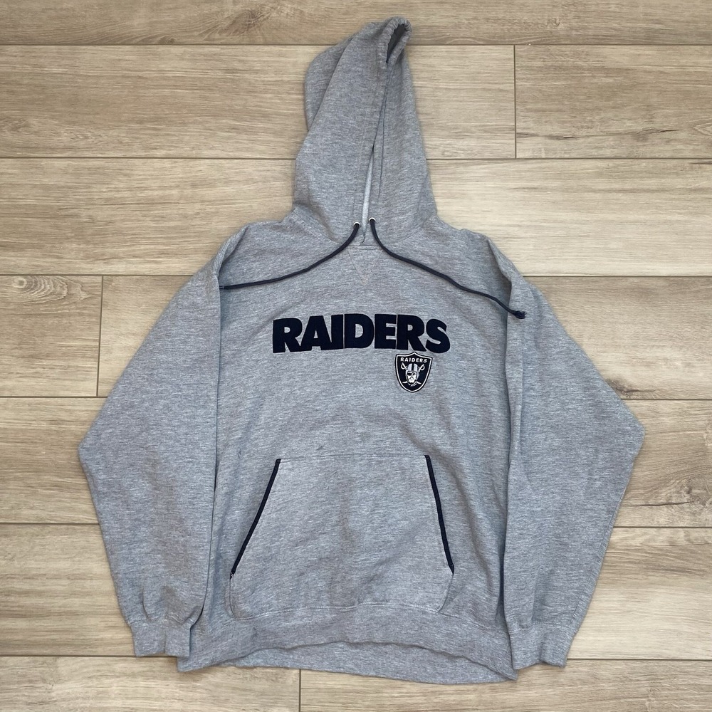 VTG Y2K Oakland Raiders Hoodie Adult Size Large 2000s NFL Football Sportswear LV